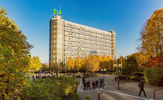 Mathematik-Tower viewed from Martin-Scheißer-Platz